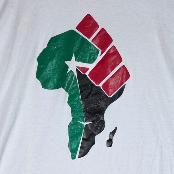 Hanes Other - Hanes Graphic T-Shirt Mens 2XL White Pan-African Fist Africa Map Cotton Tee